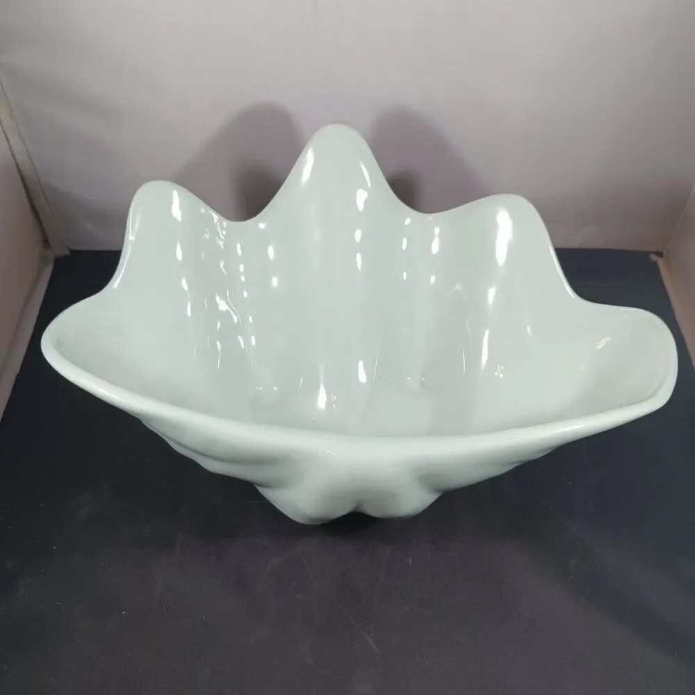 Vintage HALL Pottery Mid Century Light Blue Shell Bowl